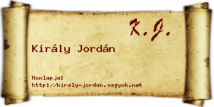 Király Jordán névjegykártya